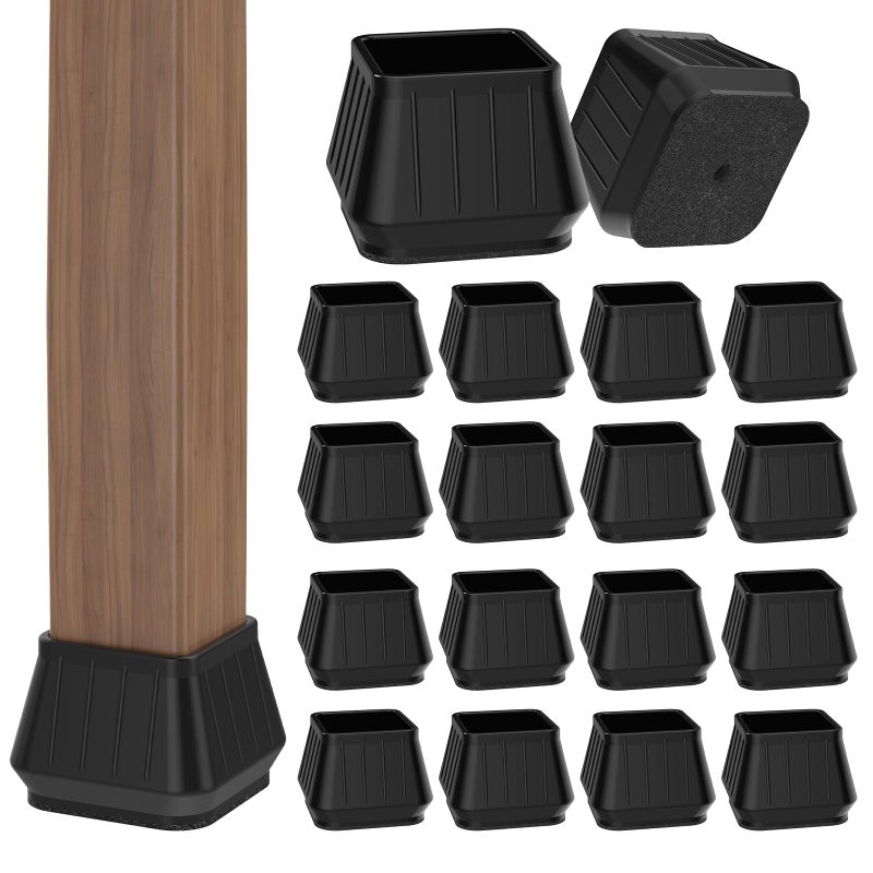 Violibar 24PCS Square Chair Leg Floor Protectors for Hardwood Floors, Thicken Rubber Chair Leg Cap Covers, Non Slip Furniture Leg Pads to Protect Wood Tile Floors from Scratches and Reduce Noise - Image 1